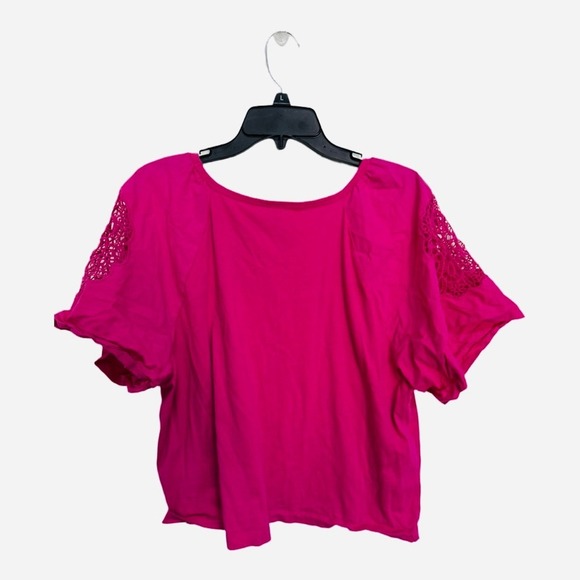 Old Navy Everywear Cut Out Cropped Tee 100% Cotton Hot Pink Size XL - Picture 6 of 8
